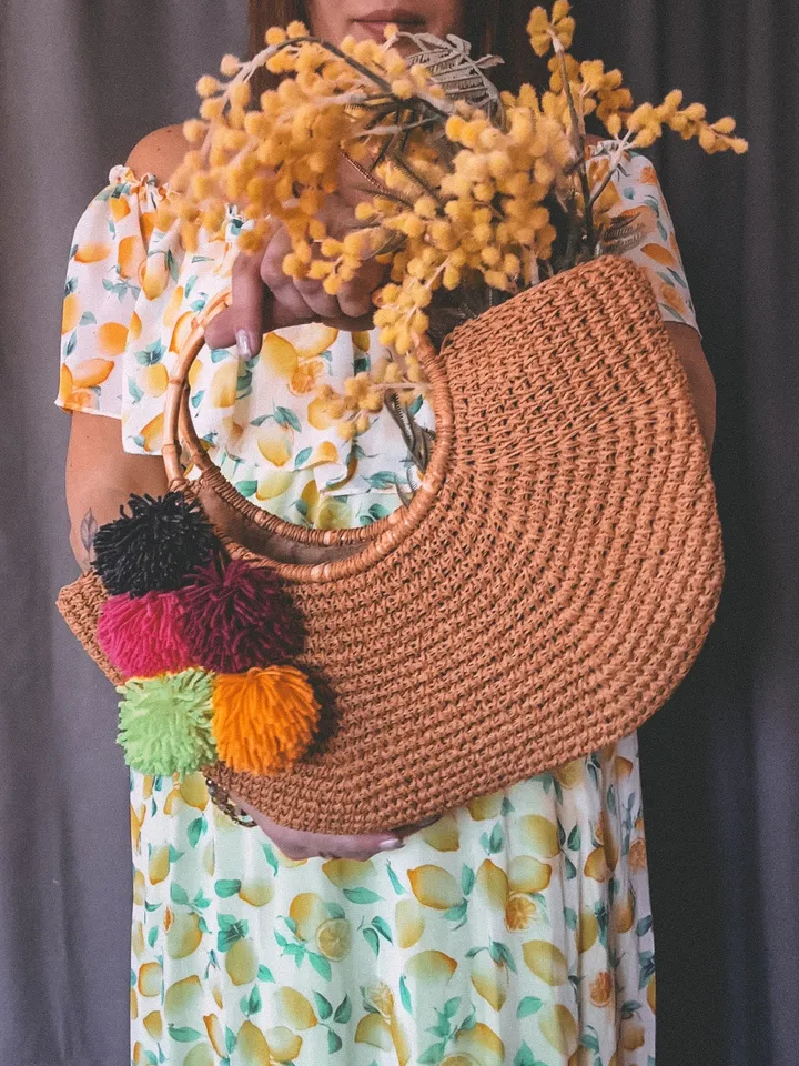 Raffia Shopper Bag, Eco-Friendly, shoulder tote, summer women handbag, boho hobo pouch, cottegecore, bucket, market handbag, wicker basket