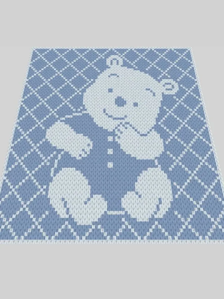 Loop yarn Finger knitted BabyBear blanket pattern PDF