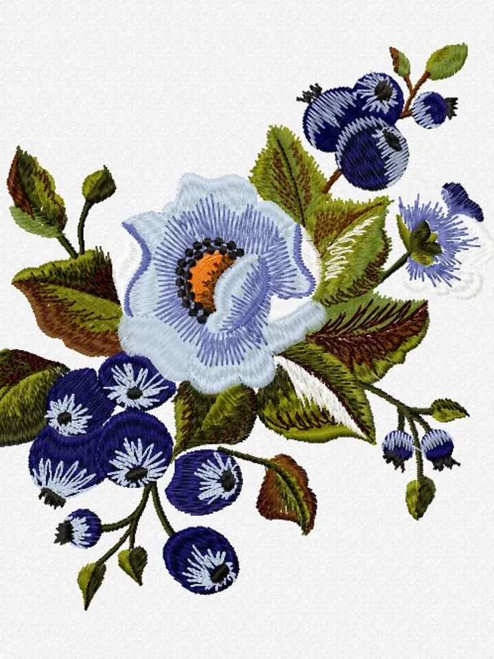 Set blue flower Machine Embroidery Design