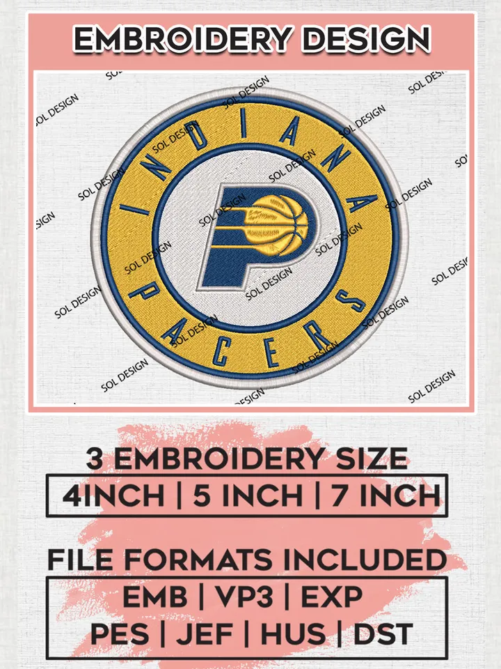 NBA Indiana Pacers Logo Embroidery Design, NBA Indiana Pacers Machine Embroidery Files, NBA Machine Embroidery Design, Machine Embroidery Design, Digital Download