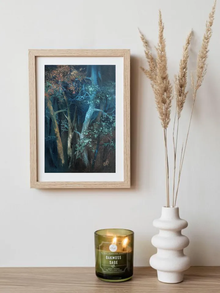 Forest Oil Painting Trees Original Wall Art Foggy Forest Painting
