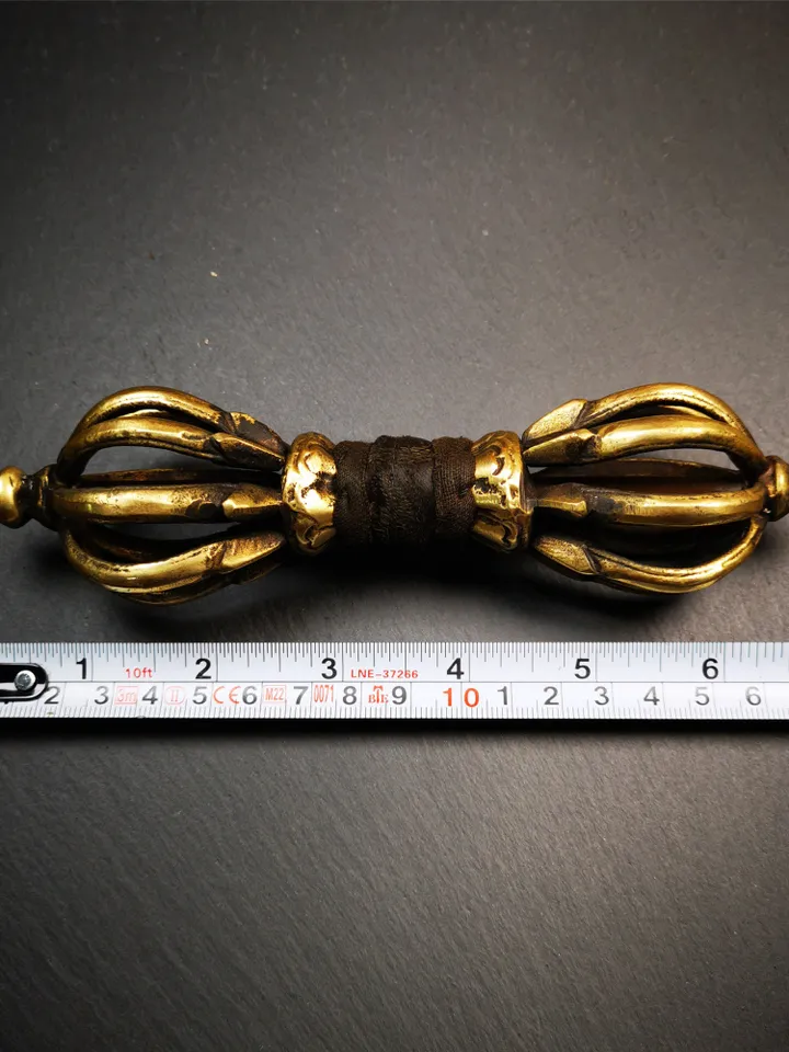Gandhanra Powerful Vintage Vajra Dorje with Wooden Case ,Tibetan Tantric Buddhism (Vajrayana) Ritual Implement,Handmade in Nepal,7.0"
