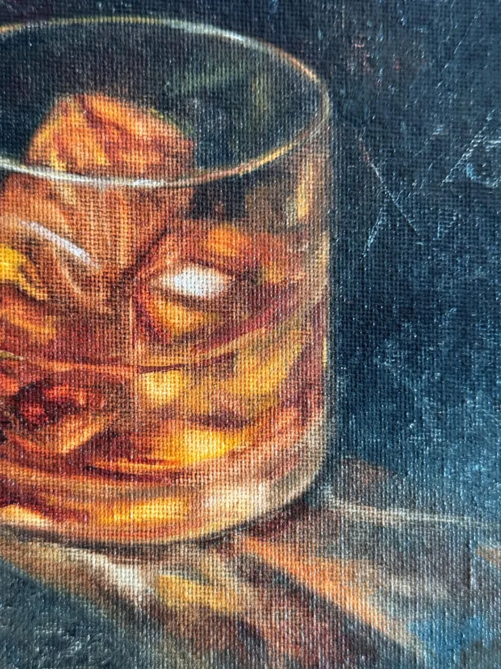 Whiskey Original Painting Glass of Whiskey Art Cocktail Painting Drinks Wall Art