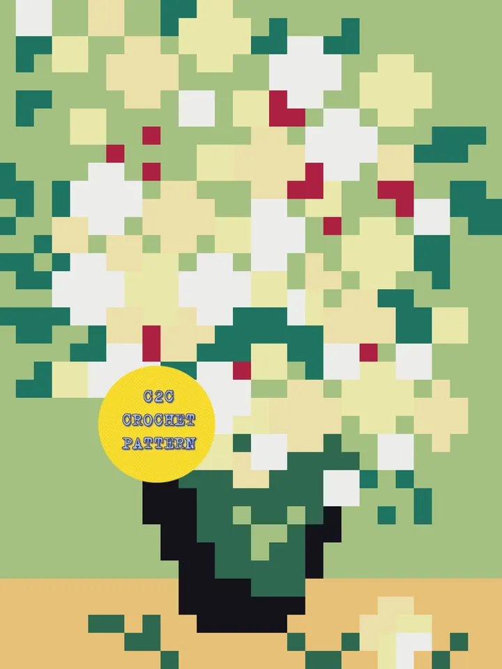 Crochet Pattern C2C Vintage Vincent Van Gogh Irises Counted For Crocheting Pillow Home Decor Wall Decor Digital Download PDF