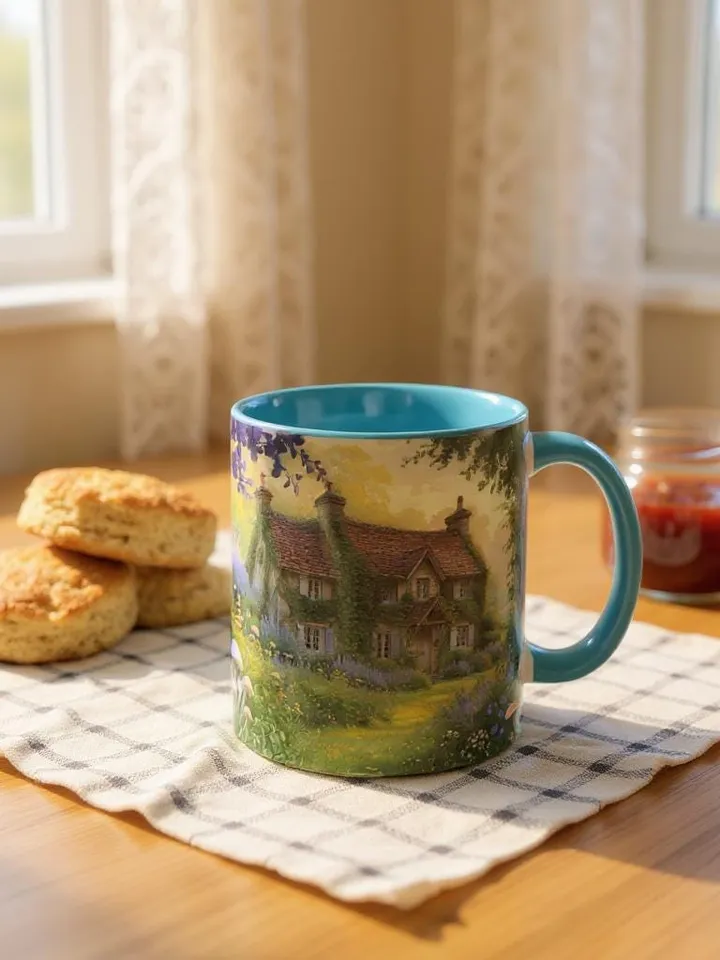 Chateaucore Floral Mug, French Cottagecore Tea Cup, Rustic Charm Coffee Cup, Vintage Farmhouse Gift, Wildflower Kitchen Decor, Gift For Her