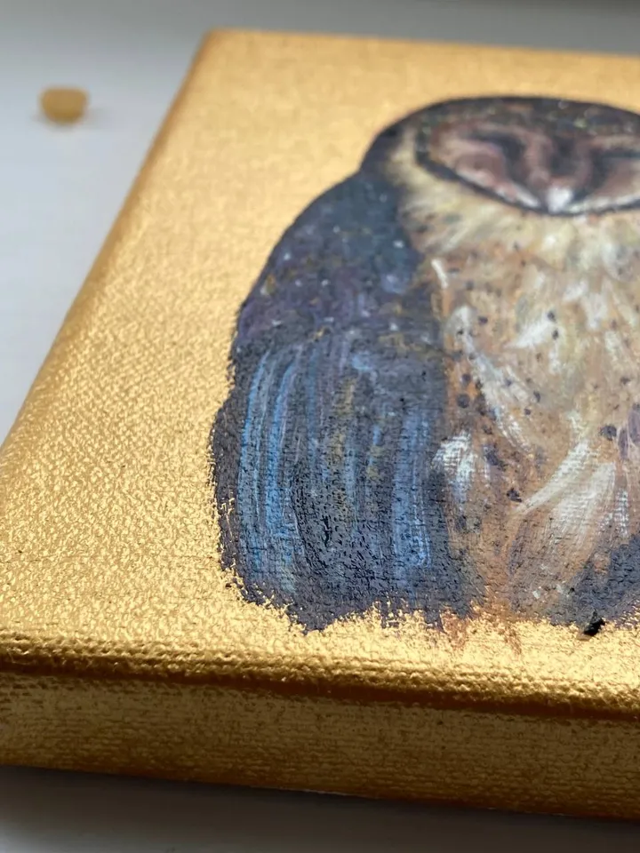 Owl Painting Original Small Bird Oil Painting Barn Owl Art Bird Lovers Gift Owl Wall Decor Owl Illustration 5 x 7 Art