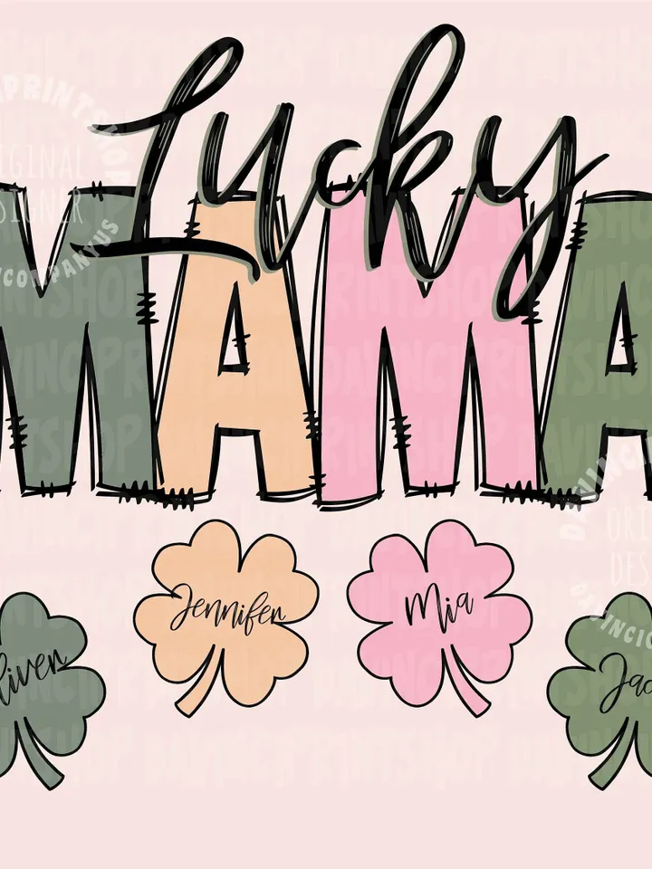 Lucky Mama St. Patrick’s PNG Sublimation Design, Mama St. Patrick's Day Png, Shamrock Png, Retro Mama Png, Clover Png, Sublimation Design
