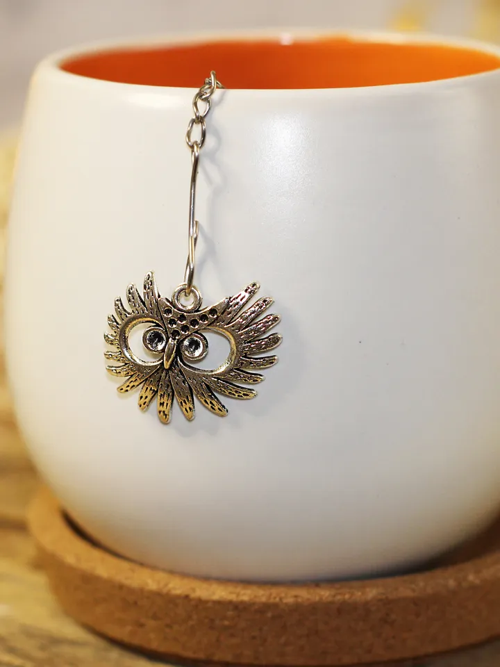 Owl tea ball infuser for loose leaf tea, Tea infuser charm owl, Tea Strainer owl pendant, Herbal tea lover gift