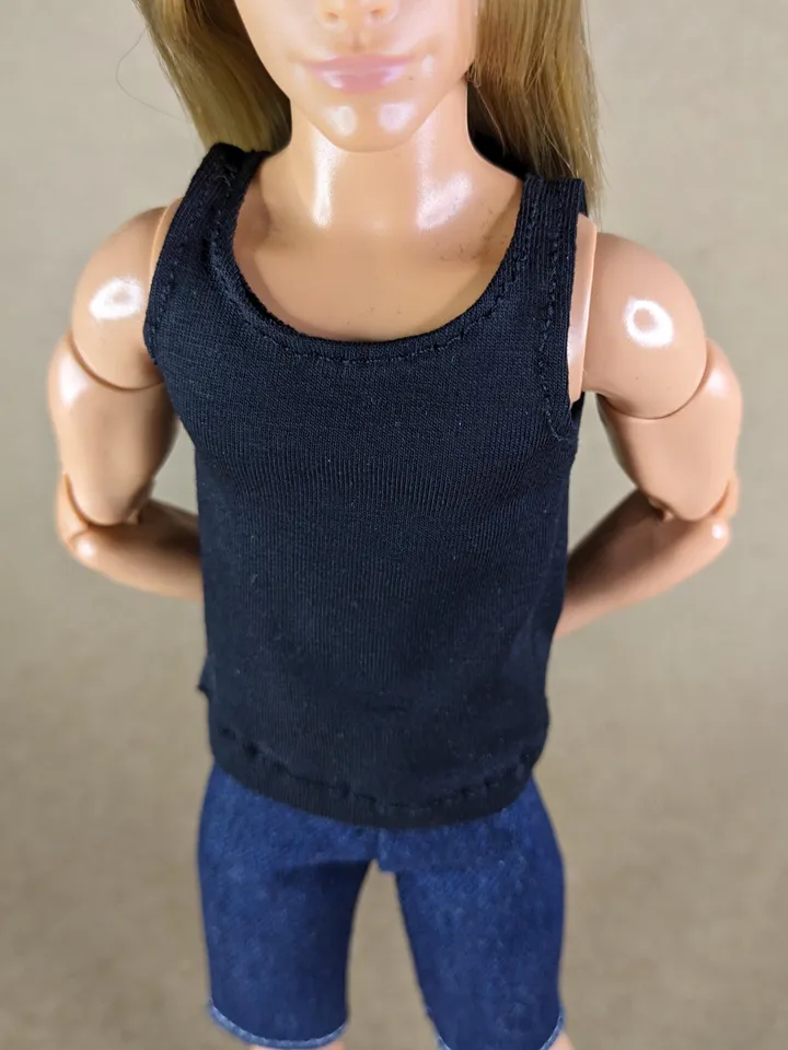 Black tank top for 12-inch fashion male dolls