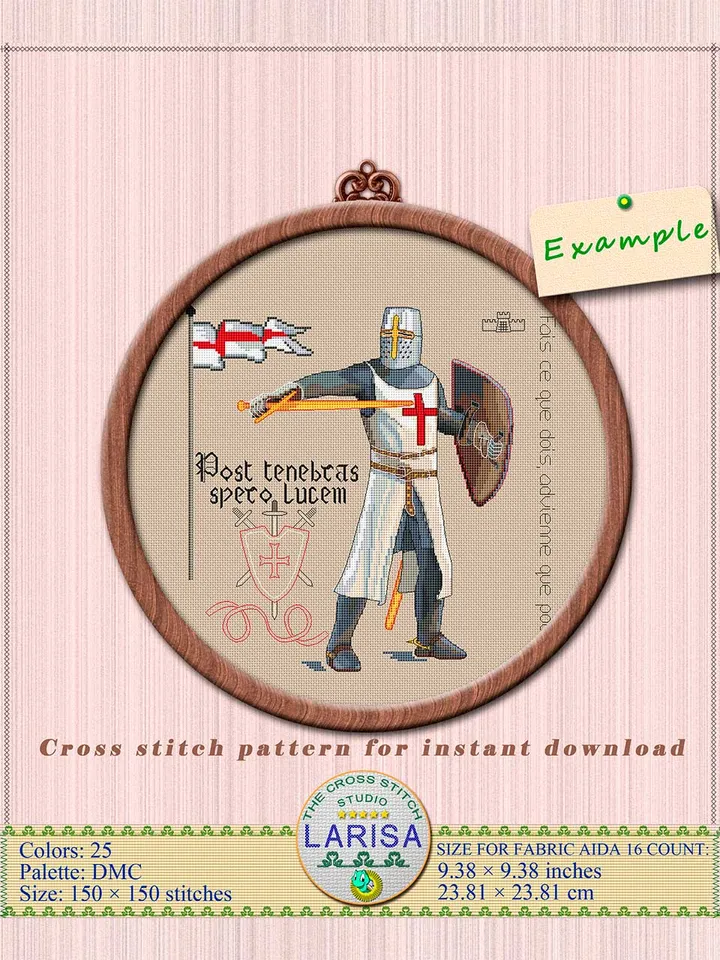 Knight Cross Stitch Pattern | Crusader | Medieval Knight