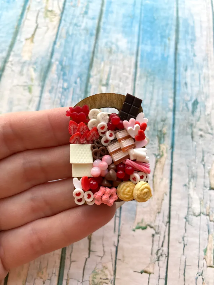 Miniature Valentine Charcuterie Board with Polymer clay Souvenir