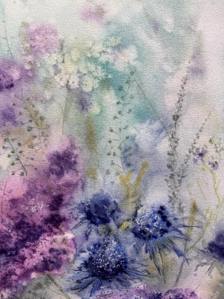 Wildflowers Original Painting Flowers Watercolor Wall Art Abstract Floral Artwork