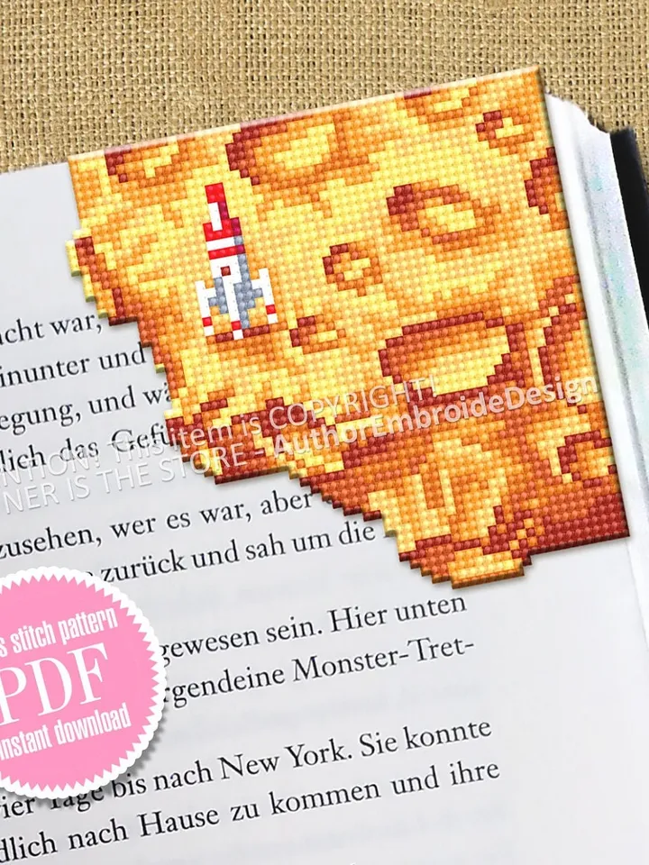 Corner bookmark cross stitch pattern download PDF Lunar craters cross stitch chart, Space bookmark pattern digital PDF Book lover gift #B330