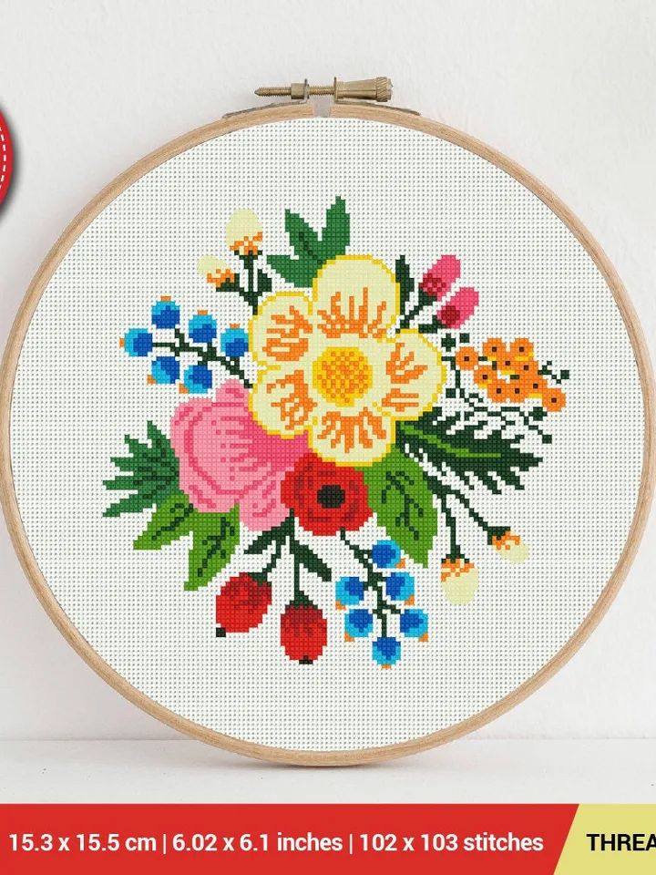 Flowers Cross stitch pattern | Embroidery Pattern | Instant Download | Embroidery Designs