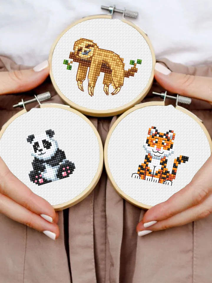 Mini animal cross stitch pattern PDF download Set of 15 animals cross stitch chart, Small animal pattern digital PDF, Beginner xstitch #K50