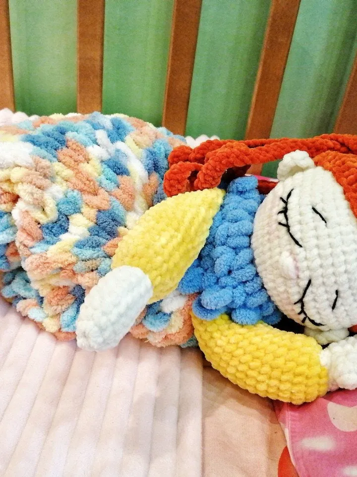 PDF Crochet Doll Pattern, Pajamas Holder, Plush Doll, Big Plush Toy, Amigurumi pajama bag, tutorial Sleeping bag pattern, plush pattern