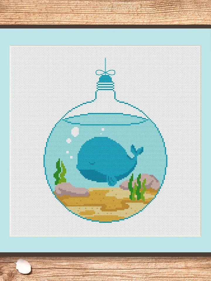 Whale In A Light Bulb Cross Stitch Pattern, Animals Cross Stitch, Embroidery Whale, Whale xStitch, Whale Pattern,Modern Cross Stitch #anm035
