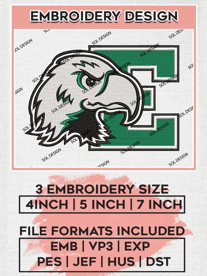 NCAA Eastern Michigan Eagles College Football Team Mascot Logo embroidery designs, NCAA Eastern Michigan Eagles Logo Machine embroidery designs, NCAA Team Logo embroidery designs, NCAA Game Day Machine embroidery designs, Digital Download