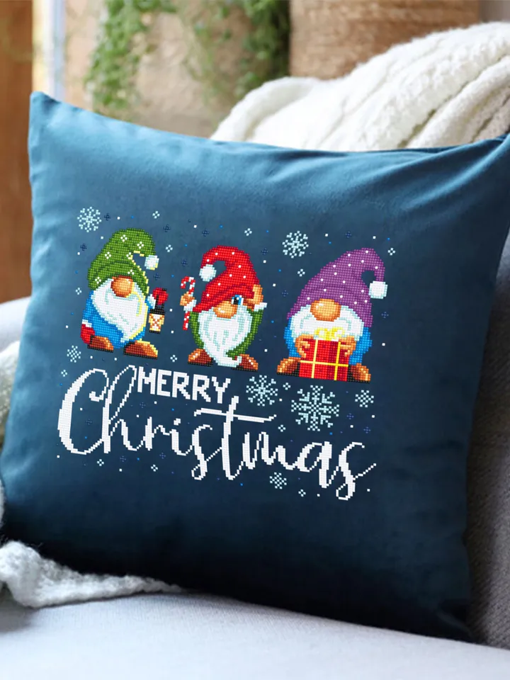 Christmas gnomes cross stitch pattern PDF download, Merry Christmas cross stitch chart Winter gnome pattern digital PDF Gnome ornament #N125