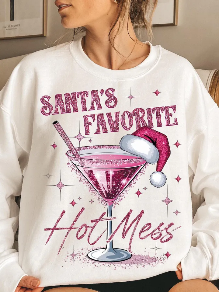 Santa's Hot Mess PNG, Glitter Christmas Martini Png, Christmas Drink T Shirt Png, Alcohol Xmas png, Glitter Santa Hat, Candy Cane Digital