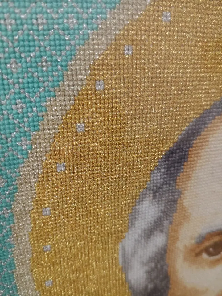 Saint Nicholas Icon, Hand Cross Stitched, Orthodox Gifts, Christian icon