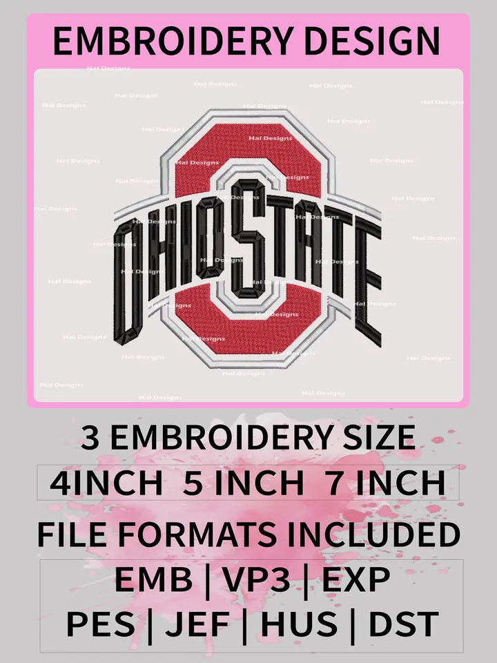 NCAA Ohio State Buckeyes Embroidery File, 3 Sizes, 6 Formats, NCAA Machine Embroidery Design, NCAA Logo, NCAA Teams