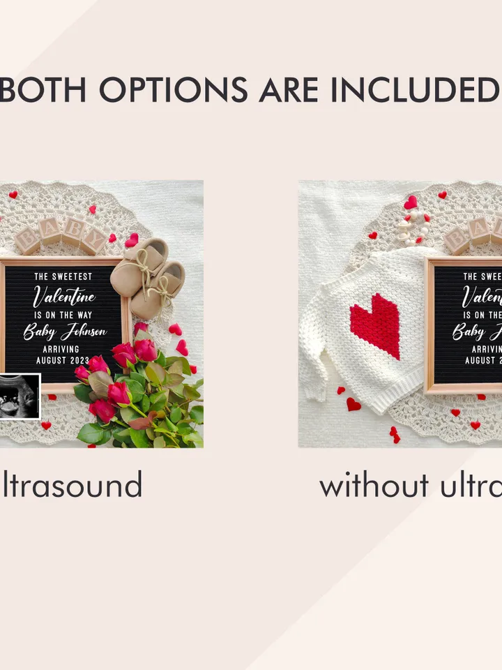 Valentines Day Pregnancy Announcement Digital for Social Media, Baby Announcement Sweetest Valentine Is On The Way Editable Digital Template