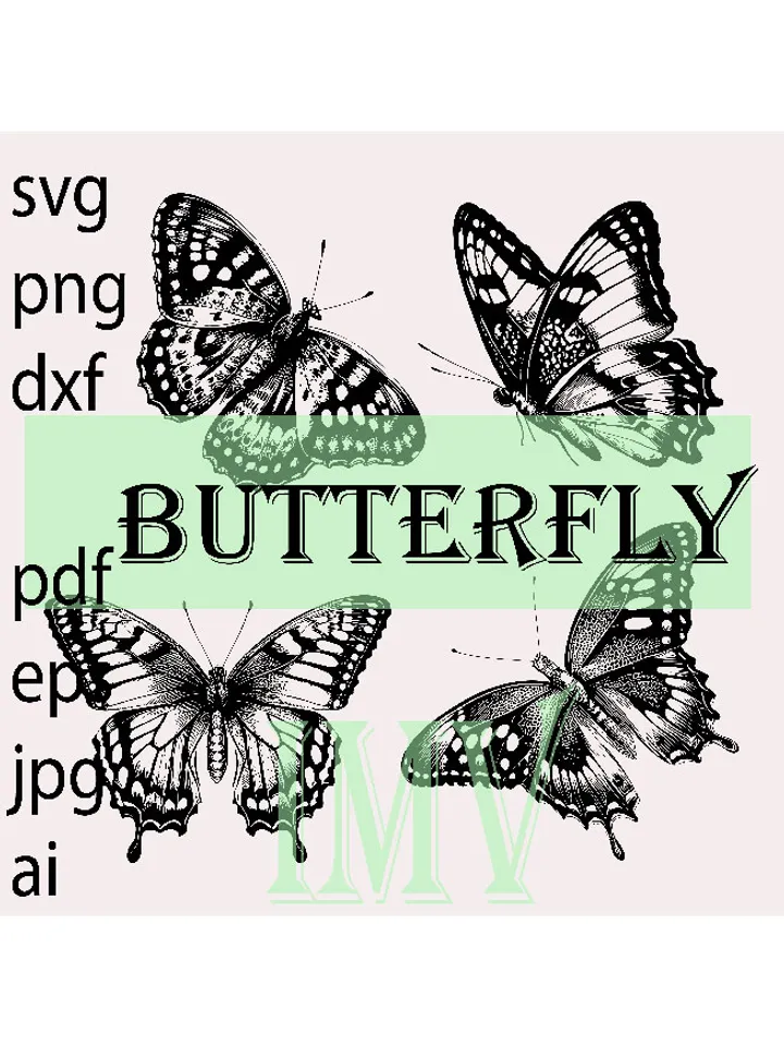 Butterfly SVG Bundle, Butterfly SVG, Butterfly Silhouette, Butterfly detailed, Monarch Butterfly, Clipart, Cricut Cut file