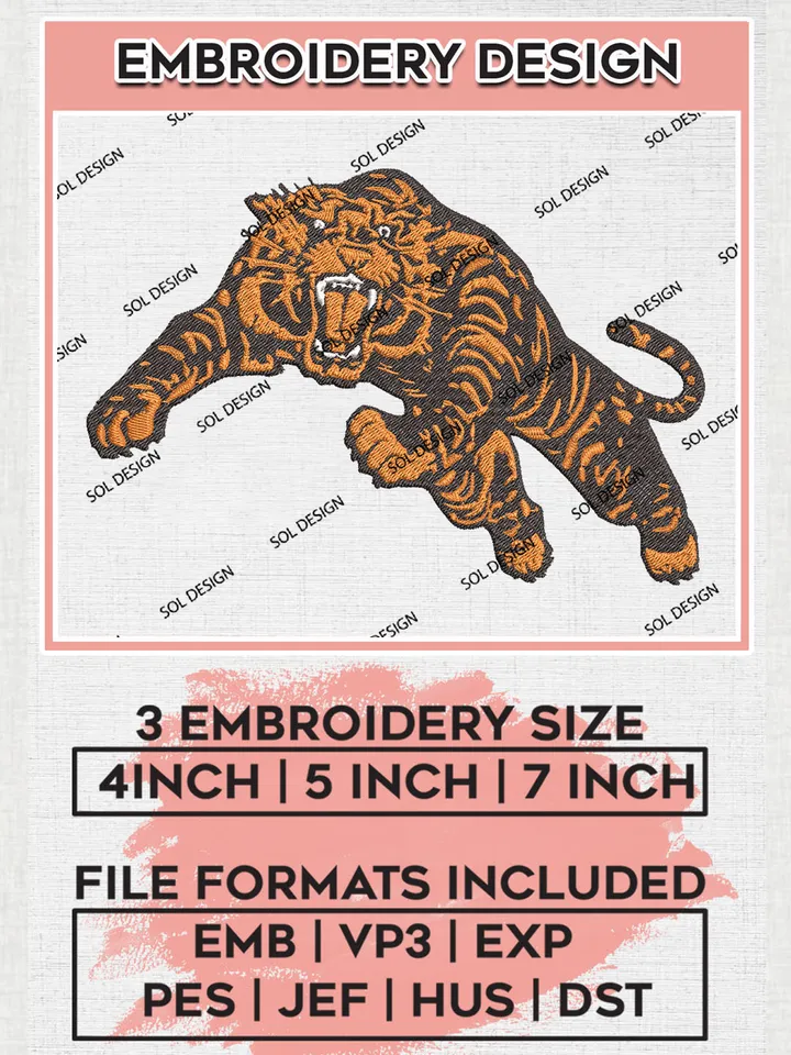 NCAA Princeton Tigers College Team Mascot Logo Embroidery Design Files, NCAA Princeton Tigers Machine Embroidery, NCAA Teams, Game Day, 3 sizes, NCAA Machine embroidery designs, Digital Download