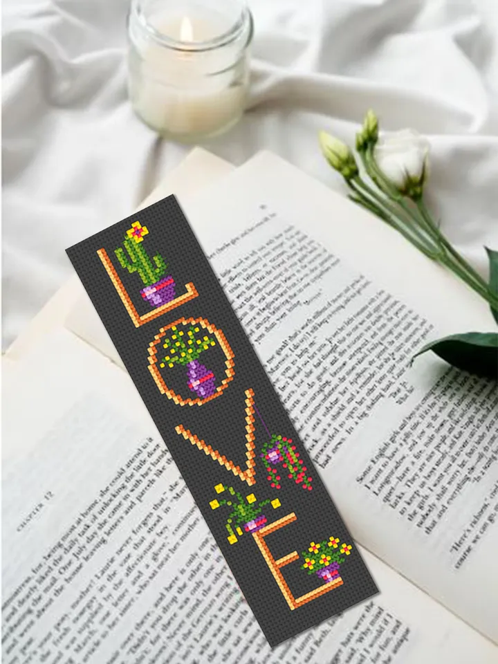 Plant bookmark cross stitch pattern PDF download House plants cross stitch chart, Floral bookmark pattern digital PDF, Book lover gift #B338