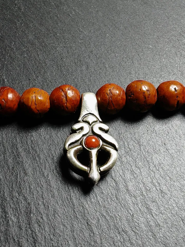 Gandhanra Vintage Tibetan Sterling Silver Bhum Counter Clip for Mala Necklace,Traditional Cintamani Shape,Uniqe Prayer Bead Accessories