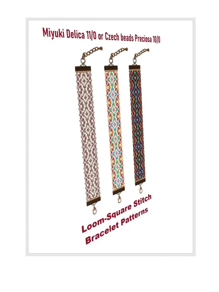 Cuff Bracelet Loom - Square Stitch Bead Patterns Bracelet Beading Patterns Bead loom pattern Miyuki Delicas - Preciosa Instant Download