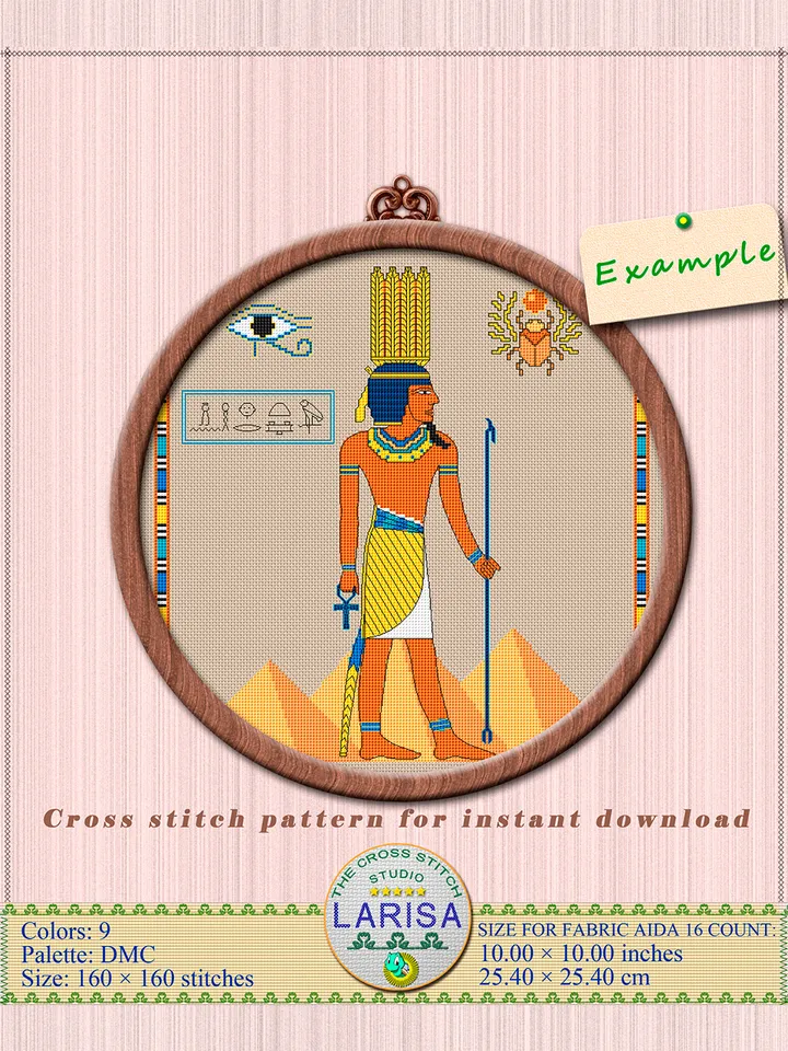 Anhur Cross Stitch Pattern | God Of War | Egyptian God | Onuris
