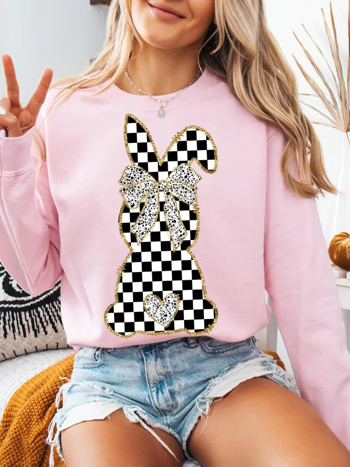 Glitter Easter Bunny Coquette PNG | Easter Day Png | Happy Easter Png | Easter Brushstroke Png | Girls Easter | Bunny Ears | Jesus Easter