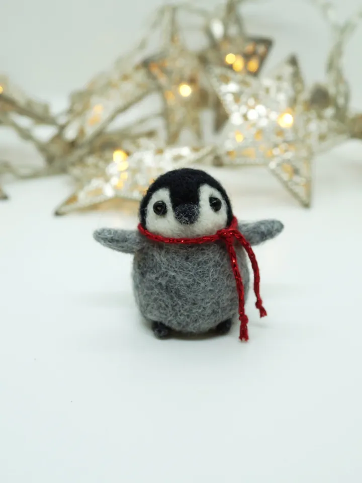 Miniature needle felted baby penguin, made to order