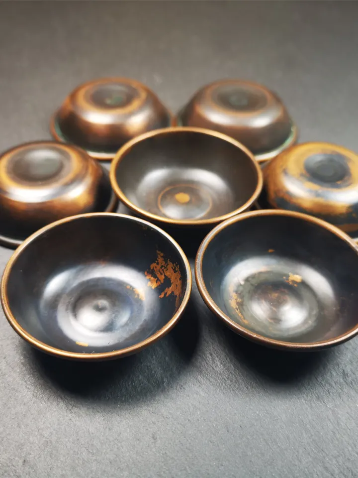 Gandhanra Handmade Tibetan Buddhist Water Offering Bowls,Yonchap Bowls,Made of Red Copper,1 Set of 7 Bowls,1.9"