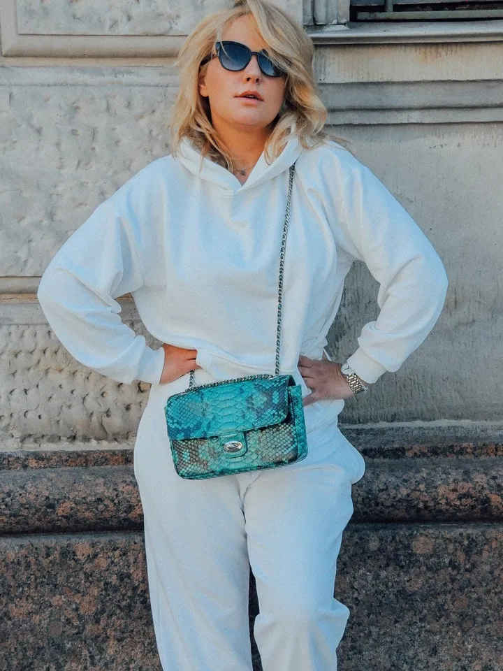 Genuine Python Skin Green Color Shiny Chain Bag | Shoulder Bag | Crossbody Bag | Green Leather Bag | Woman Classy Bag | Python Skin Bags