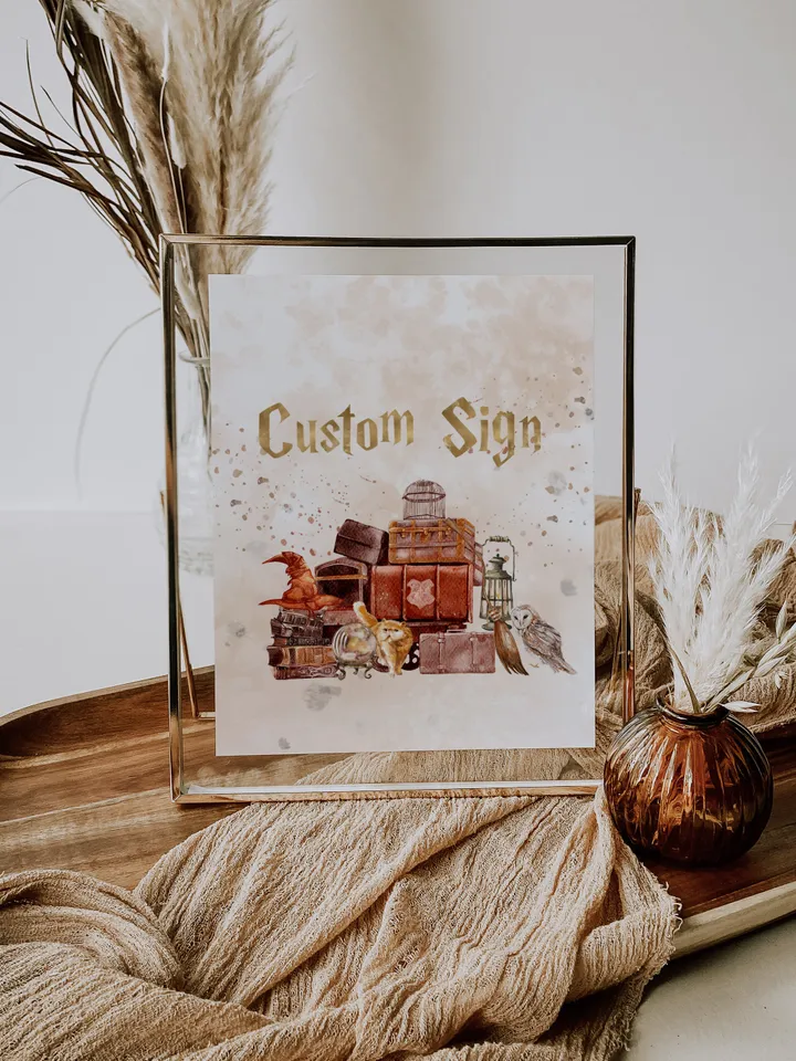 Custom Sign;Wizard Birthday Party; Magic School 1st Birthday; Editable Wizarding World Custom Sign; Magical Party Decoration; W7