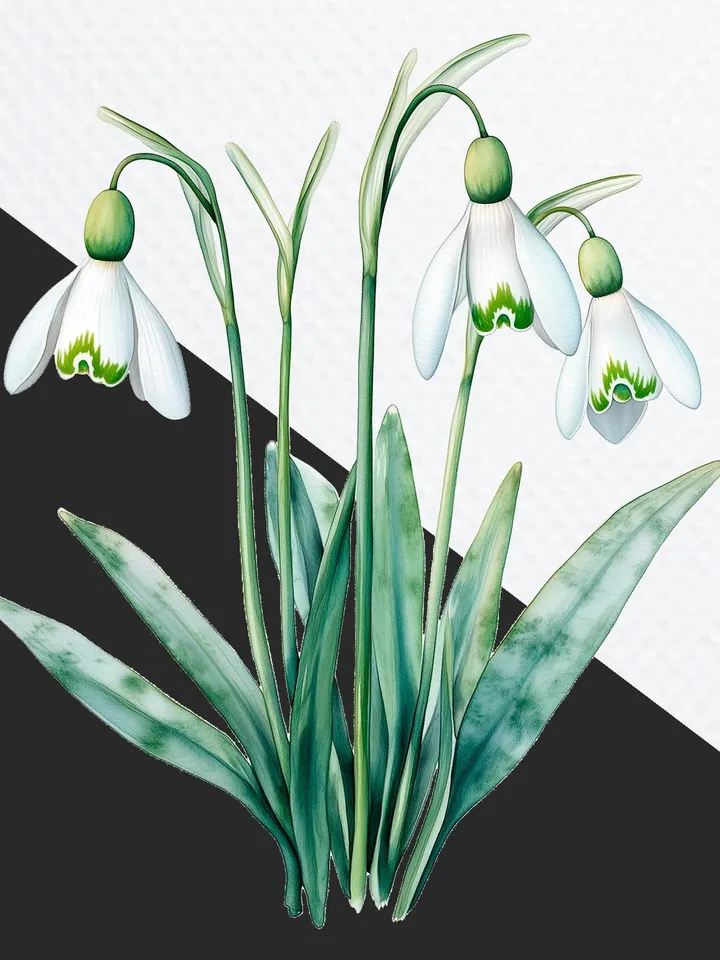 16 Snowdrops Bundle, Spring Flowers Printable Watercolor PNG Digital Clipart for sublimation, High Quality PNGs, Paper craft, junk journals