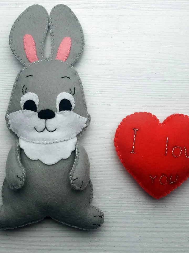Bunny pattern, Felt pattern, Valentine pattern, Felt bunny pattern, Plush bunny toy sewing pattern, Valentines ornament, Valentines day gift