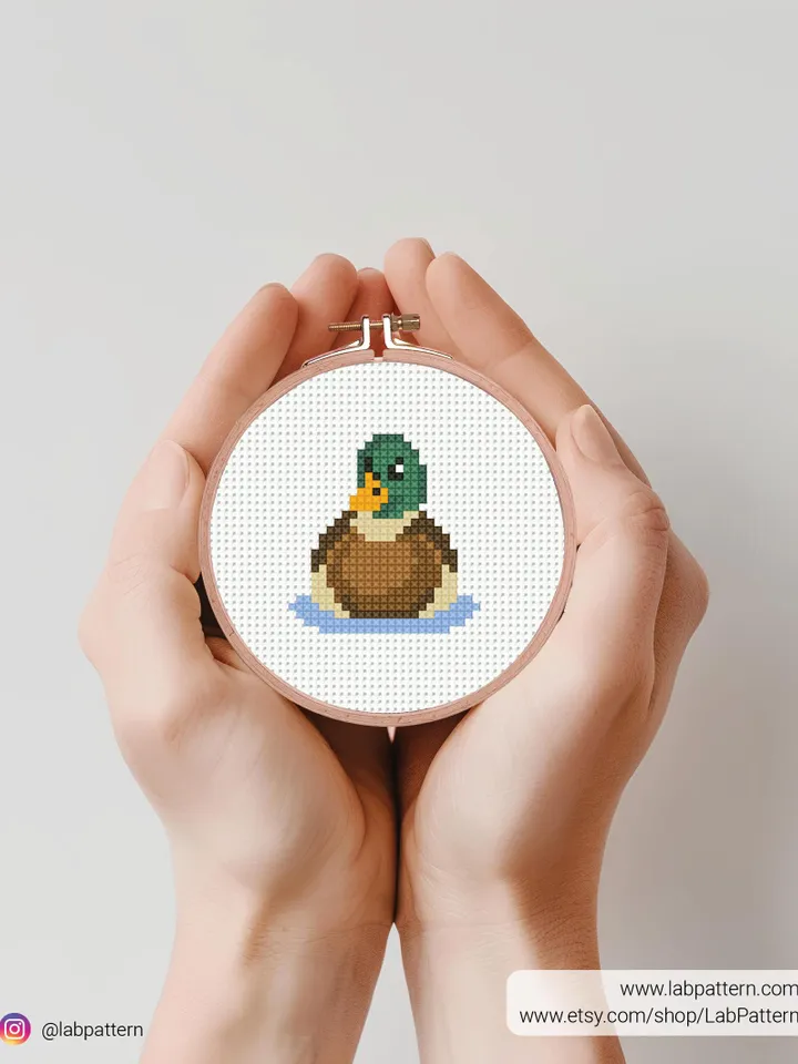 Bundle Mallard Duck cross stitch pattern, Set of 3 Mallard Duck pattern, Tiny, bird, beginner counted, modern chart, DIY, small, instant PDF