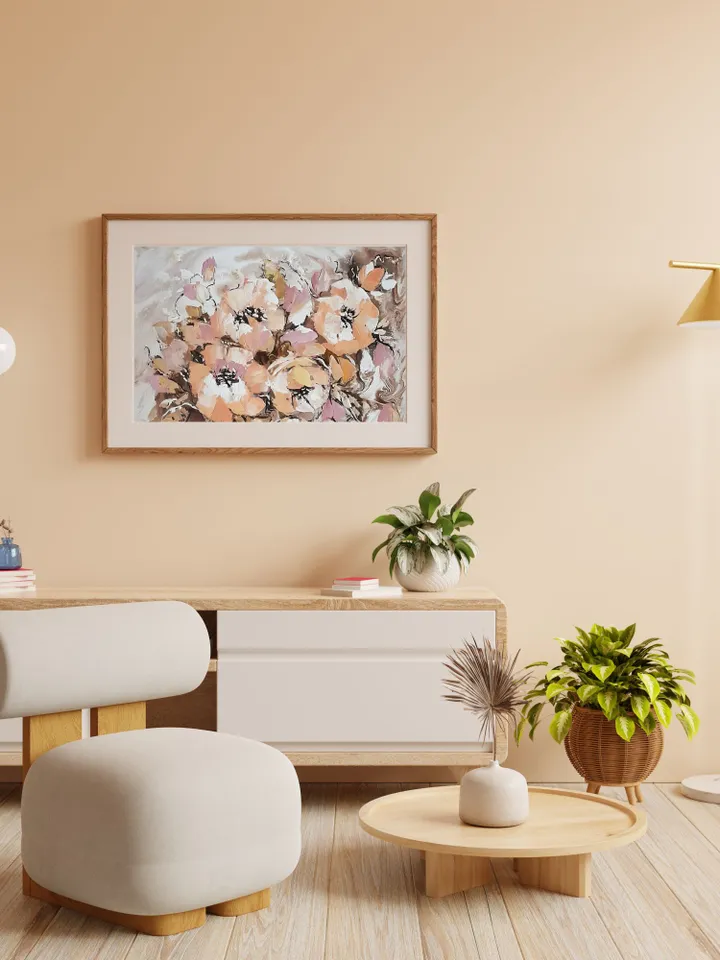 Original oil painting impasto flowers with palette knife