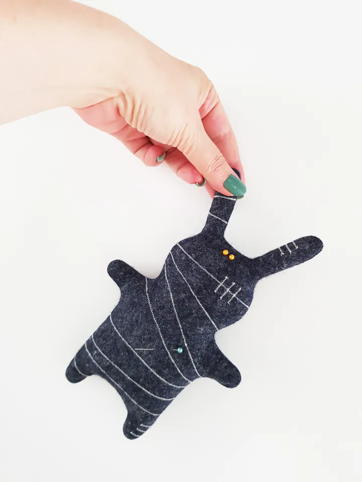 Halloween Doll sewing pattern PDF, Rabbit Mummy, digital tutorial in english, Felt animal diy