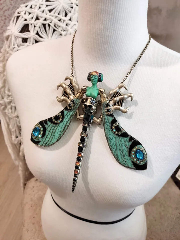 Necklace "Running dragonfly" based on Rene Lalique