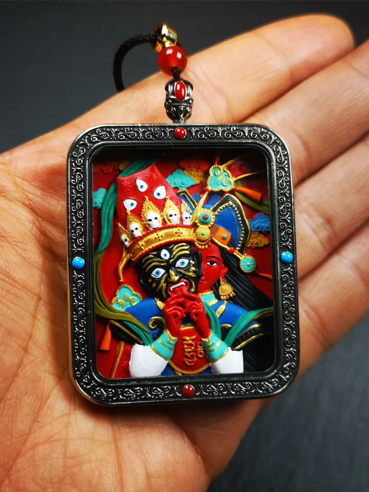 Gandhanra Handmade Tibetan Gau Ghau Shrine,Consecration Shri Devi Tsa Tsa,Drashi Lhamo,Zashi Lhamo,Mini Tibetan Buddhist Altar Amulet