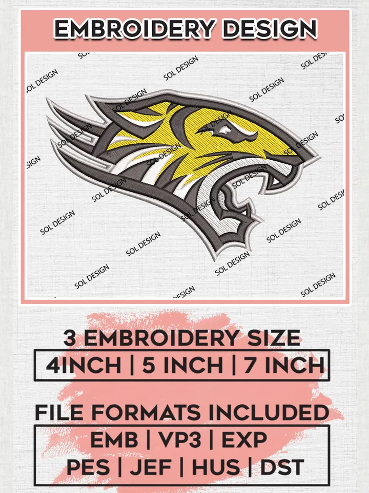 Towson Tigers Head Mascot Logo Machine Embroidery Design, NCAA Towson Tigers Embroidery Design Design files, NCAA Embroidery Designs, NCAA Machine Embroidery Designs, Digital Download