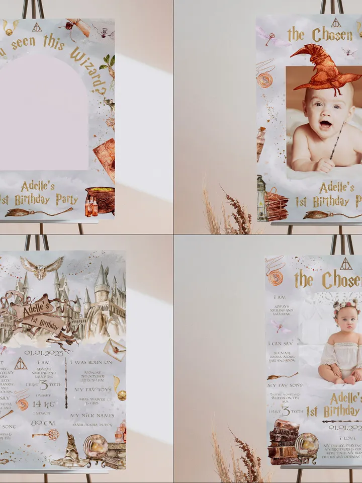 The Chosen One Big Bundle; Wizard Birthday Party Bundle Templates; Magic School Birthday Party Template; Editable Wizard Party Template; W8