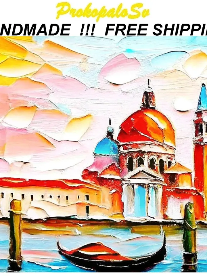 Venice Painting Italy Original Fine Art Cityscape Impasto Oil Wall Art Grand Canal Artwork Travel Gifts Impressionist Art by ArtProkopaloSv