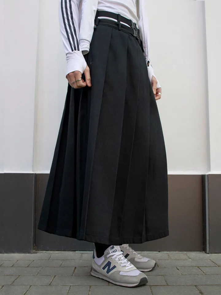 Men's maxi pleated skirt "Extra" with a double belt / not kilt