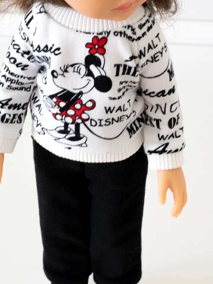 Black and white set clothes for Paola Reina doll, Siblies doll, Corolle, Minnie Mouse print, suit for 13" dolls